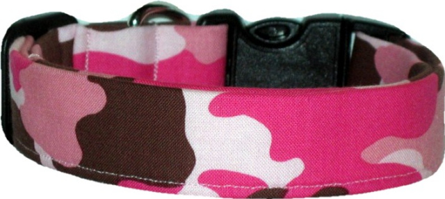 Pink & Brown Camo Handmade Dog Collar